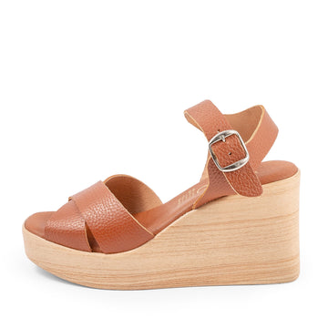 Sandalia Cruzada con Plataforma tipo madera