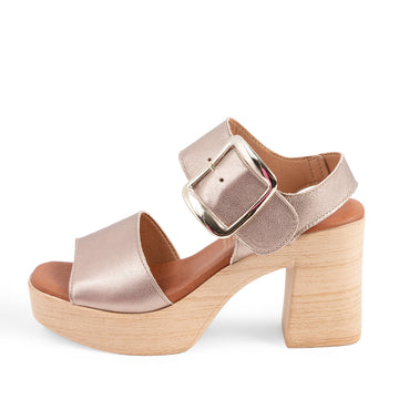 Sandalia Tacón de Madera Satinado